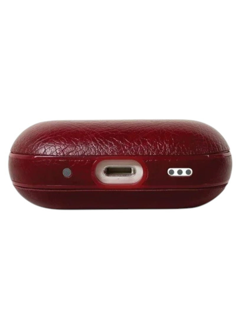 AirPods 4th Generation Case Leather Case, Compatible with AirPods 4 Gen (2024) (USB-C), Compatible with MagSafe, Drop Protection Cover with Lanyard, Orbit Hybrid Case, Red - Image 3