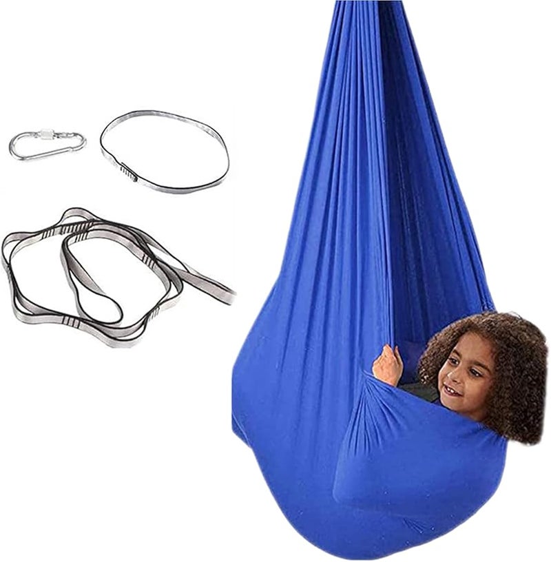 Blue Outdoor Sensory Swing Heavy Duty Rocking Hammock for Yoga Relaxation - Image 2