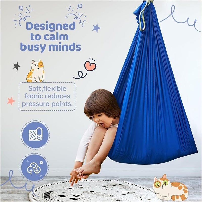 Blue Outdoor Sensory Swing Heavy Duty Rocking Hammock for Yoga Relaxation - Image 3