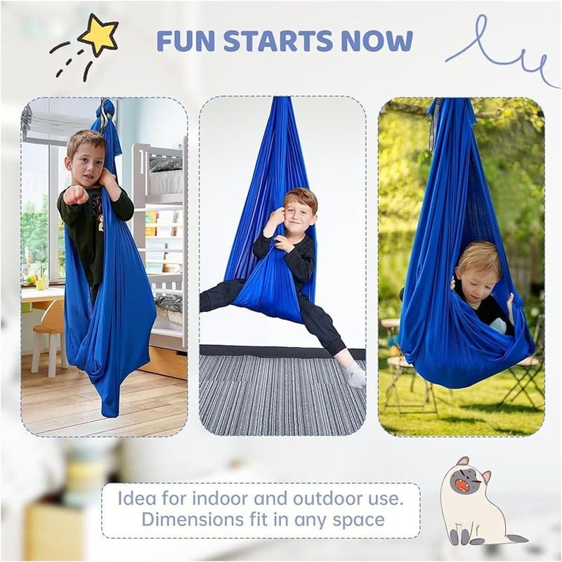 Blue Outdoor Sensory Swing Heavy Duty Rocking Hammock for Yoga Relaxation - Image 5