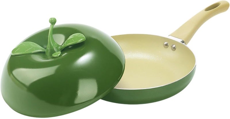Nonstick Frying Pan Pancake Pan with Lid with Long Induction Compatibility Kitchen Aluminum Fry Pan Round Skillet, Avocado Shaped - Image 1
