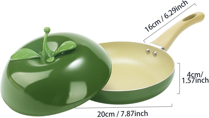 Nonstick Frying Pan Pancake Pan with Lid with Long Induction Compatibility Kitchen Aluminum Fry Pan Round Skillet, Avocado Shaped - Image 4