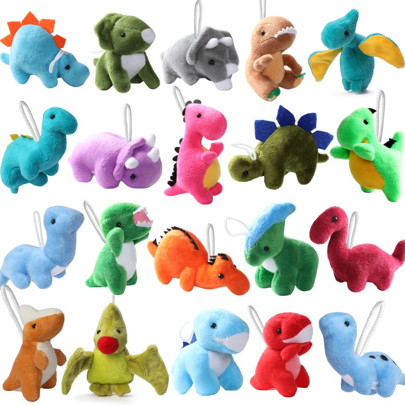 FANELEQU 20 Pack Dinosaur Plush Stuffed Set  Mini Animal Cute Dinosaur Figures  Soft Keychain Toy For Kids Toddler Goodie Bag Filler  Doll Machine  Treasure Carnival Prizes Birthday Party Favors Gifts - Image 1