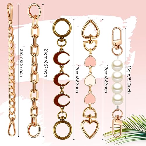 Remuuly 5 Pcs Bag Extender Chain Purse Strap Extender Gold Metal Bag Replacement Chain for Handbag Crossbag ShoulderBag Making Supplies Purse Chains Accessories(Stylish) - Image 2