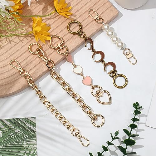 Remuuly 5 Pcs Bag Extender Chain Purse Strap Extender Gold Metal Bag Replacement Chain for Handbag Crossbag ShoulderBag Making Supplies Purse Chains Accessories(Stylish) - Image 4