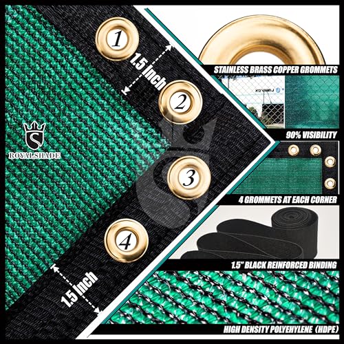 Royal Shade 6' x 50' Green Fence Privacy Screen Cover Windscreen with Heavy Duty Brass Grommets - Cable Zip Ties Include (We Make Custom Size) - Image 5