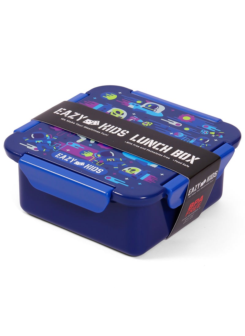 Eazy Kids Lunch Box With BPA And Phthalates Free Material, Astronauts - Blue, 650Ml  - Image 2