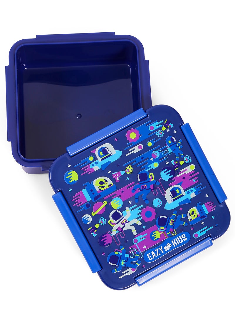 Eazy Kids Lunch Box With BPA And Phthalates Free Material, Astronauts - Blue, 650Ml  - Image 4