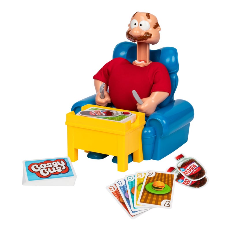 MOOSE Gassy Gus, Interactive Gut-Busting Game, Feed Gus Foods, Watch Out for Big Blast! Hilarious Sounds, 2-4 Players Ages 4+, with Inflatable Belly, 54 Cards, Instruction Manual, 1 Extra Belly Balloon - Image 4