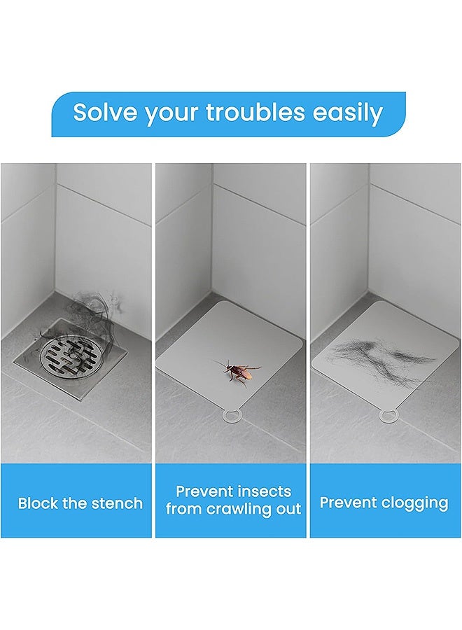 إم إكس إن 4 قطع من غطاء تصريف الأرضية السيليكون المربع للحوض/المطبخ/الحمام، حصيرة الصرف الصحي المضادة للرائحة، سدادات تصريف إزالة الروائح الكريهة، سدادة رائحة تصريف الأرضية - Image 5