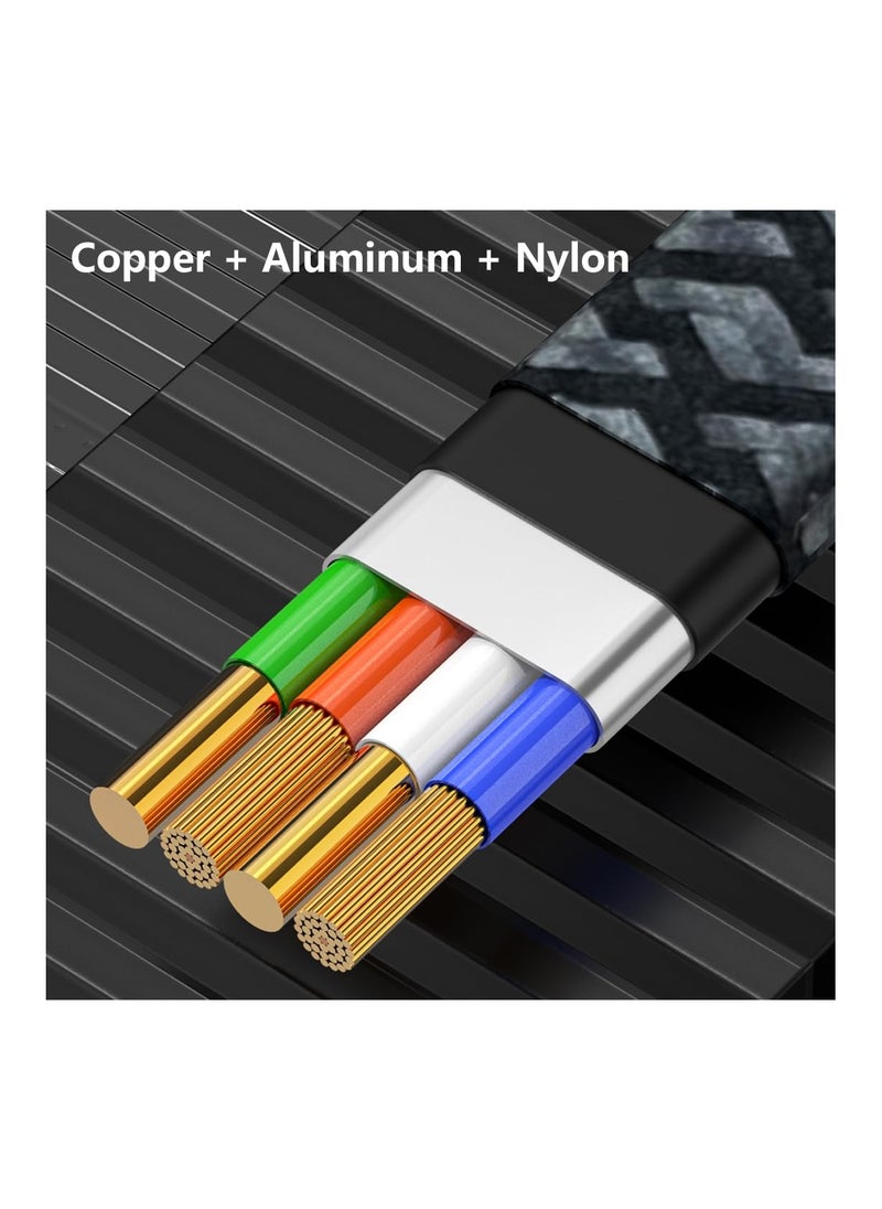 4 in 1 USB C Cable L-Port Cable, 60W Fast Charging Cord, Flat Nylon Braided Anti-Tangle Charger Cord with Velcro, Multi Charging Cable Combo Compatible with IP, Type C Cell Phones, 4ft, Not for Pad