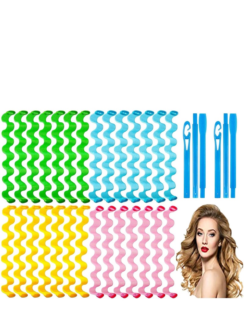 Wave Curl Formers Heatless Hair Curler for Medium to Long Hair Hair Style Tools Set with Styling Hooks for Women and Girls Heatless Spiral Curlers Hair Rollers Wave Styles - Image 1