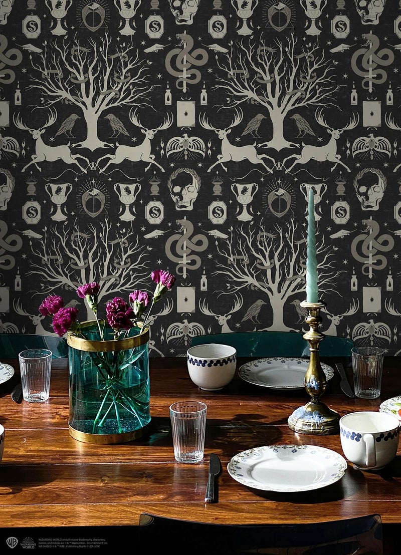 RoomMates Harry Potter Horcrux Black Damask Peel and Stick Wallpaper by RoomMates, RMK12781PLW - Image 2