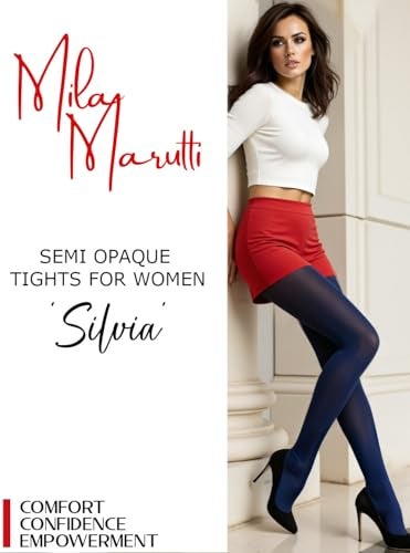 Mila Marutti Navy Tights for Women - Elegant and Comfortable Tights for Women - Semi Opaque Hosiery Stockings - Navy Blue, S - Image 2