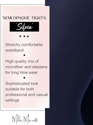 Mila Marutti Navy Tights for Women - Elegant and Comfortable Tights for Women - Semi Opaque Hosiery Stockings - Navy Blue, S - Image 3