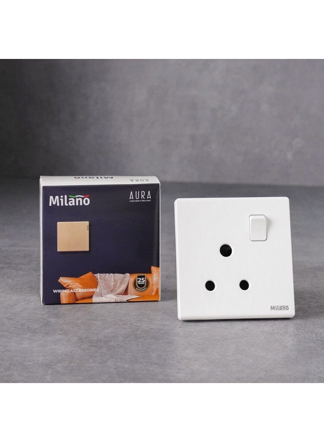 DANUBE HOME Milano 15A Socket Electrical Switches Sockets Outlets For Home Appliances Office Hotel Conventional Construction Project Aura Wh  - Image 3