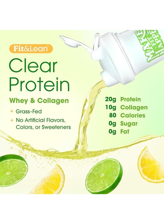 Fit & Lean Clear Protein Powder with Whey Isolate Protein and Collagen, Grass Fed, Muscle Recovery, Skin, Joints, GLP-1 Support, 0g Sugar, Citrus Lime, 20 Servings - Image 3
