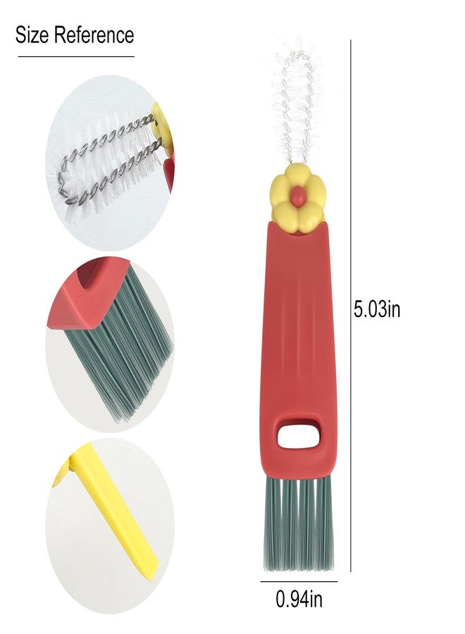 Velaco 3 in 1 Water Bottle Cleaner Brush, Kitchen Cleaning Gadgets Set for Crevice Tight Space Gap, Cup Lid Cleaning Brush - Red - Image 3