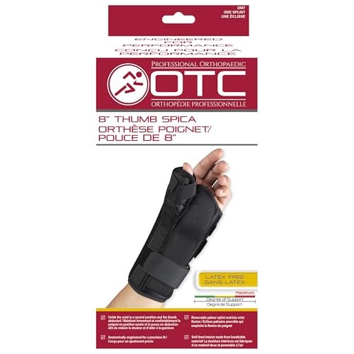 OTC Wrist-Thumb Splint, 8-Inch Adult for Men and Women, Lightweight Breathable, Black, Large - Image 3
