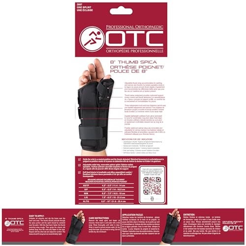OTC Wrist-Thumb Splint, 8-Inch Adult for Men and Women, Lightweight Breathable, Black, Large - Image 4