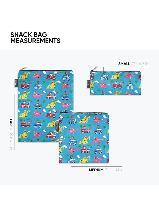Simple Modern Nickelodeon Viacom Reusable Snack Bags for Kids | Food Safe, BPA & Phthalate Free, Polyester Zip | Washable & Refillable Sandwich Bag | Ellie Collection | 3 pack | Paw Patrol Adventures - Image 2