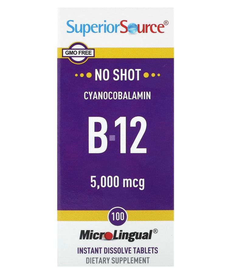 Superior Source B-12 (Cyanocobalamin) 5000 mcg 100 MicroLingual Instant Dissolve Tablets