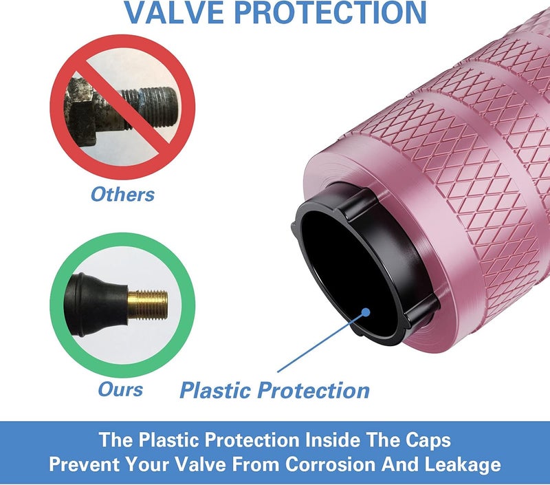 CKAuto Tire Valve Stem Caps, Pink, 4 pcs/Pack, Anodized Aluminum Tire Valve Cap Set, Corrosion Resistant, Universal Stem Covers for Cars Trucks Motorcycles SUVs and Bikes - Image 3