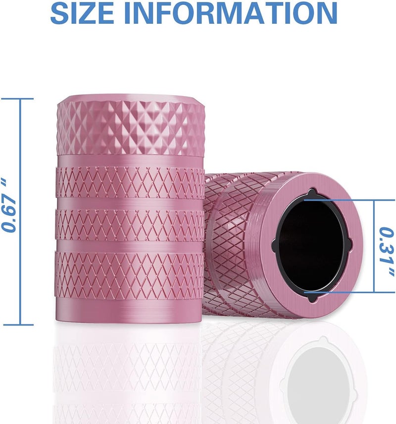 CKAuto Tire Valve Stem Caps, Pink, 4 pcs/Pack, Anodized Aluminum Tire Valve Cap Set, Corrosion Resistant, Universal Stem Covers for Cars Trucks Motorcycles SUVs and Bikes - Image 4
