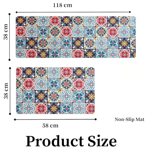FIGMENT 2 Pcs Kitchen Mat for Floor, Non-Slip Cushioned Standing Mat, Waterproof & Easy to Clean, Comfort Floor Mat for Kitchen, Office & Home (118 * 38 cm, 58 * 38 cm) - Image 2