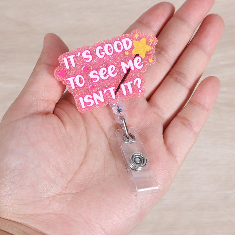 BEZTN It's Good to See me Isn't it Halloween Badge Reel, Retractable ID Card Funny Badge Holder, Interchangeable Theater Gifts, Office Stocking Stuffer, Doctor Nurse Teacher Badge Buddy - Image 2