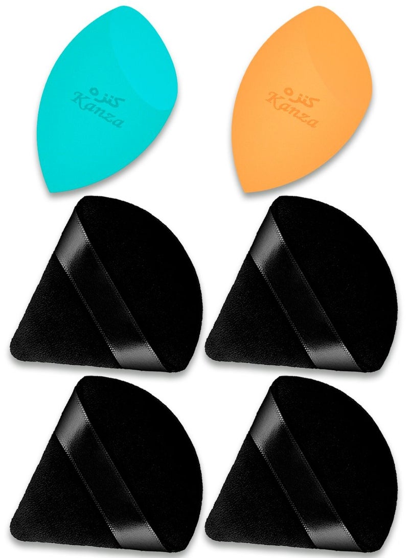 Kanza مجموعة إسفنجات مكياج 6 قطع خالية من اللاتكس نباتية مضادة للامتصاص مع إسفنجة تطبيق الأساس وبودرة المكياج - Image 1