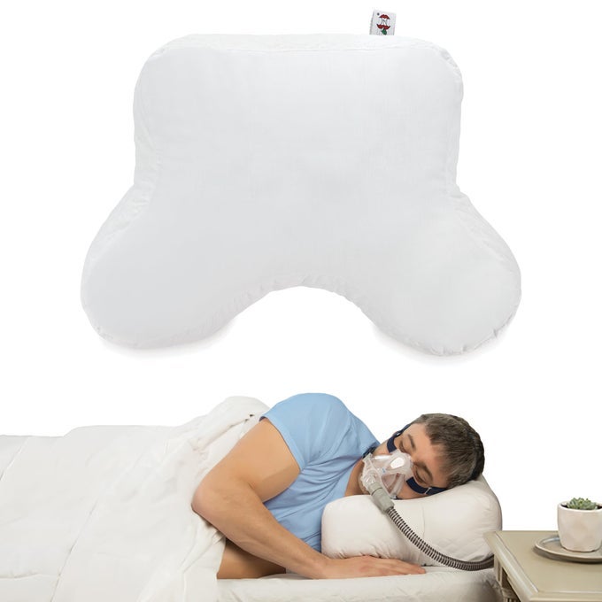 DOUBLE EDGE CPAP PILLOW CONTOURED COMFORT PILLOW TO REDUCE MASK LEAKS PRESSURE POINT SORENESS 4 LOFT