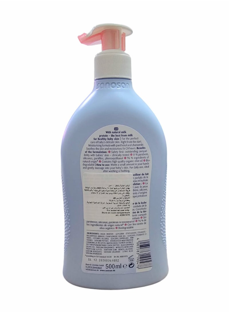 sanosan Baby Care Lotion Soothes And Moisturizes The Skin For 24 Hours For Children From Birth, 500 ml  - Image 3