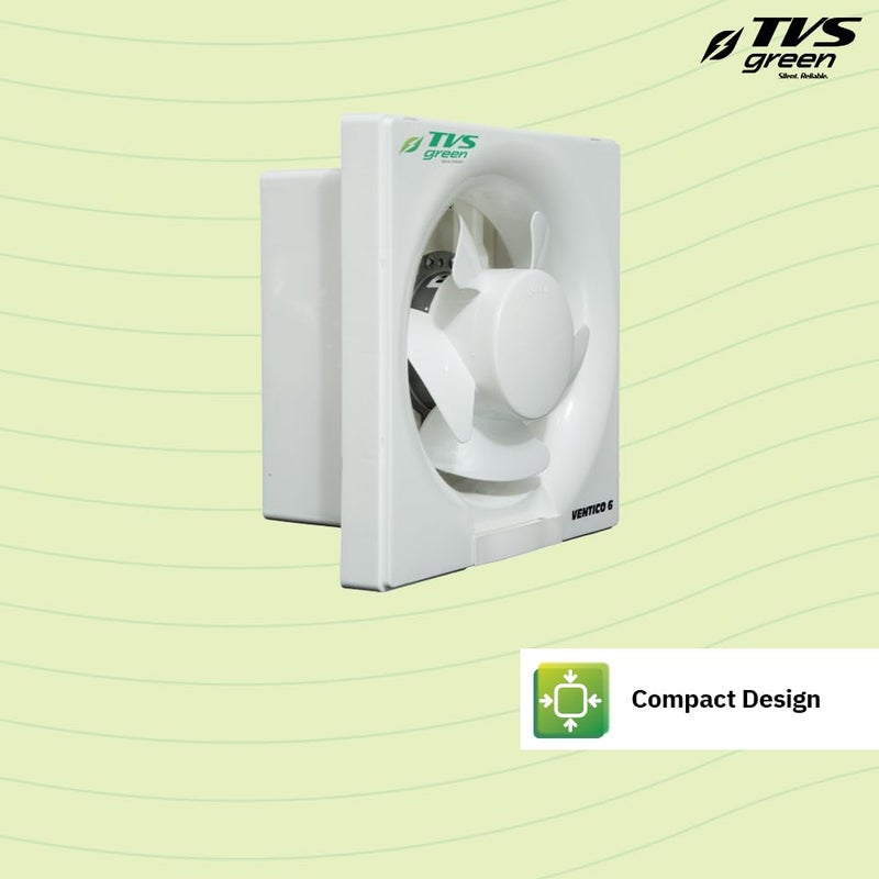 TVS GREEN Ventilation Fan 150mm Ventico 6 High Suction with Low Noise Rust Proof Blades Easy to Clean with Self Opening Louvers Ideal for Kitchen and Bathroom 3 year Warranty White - Image 4