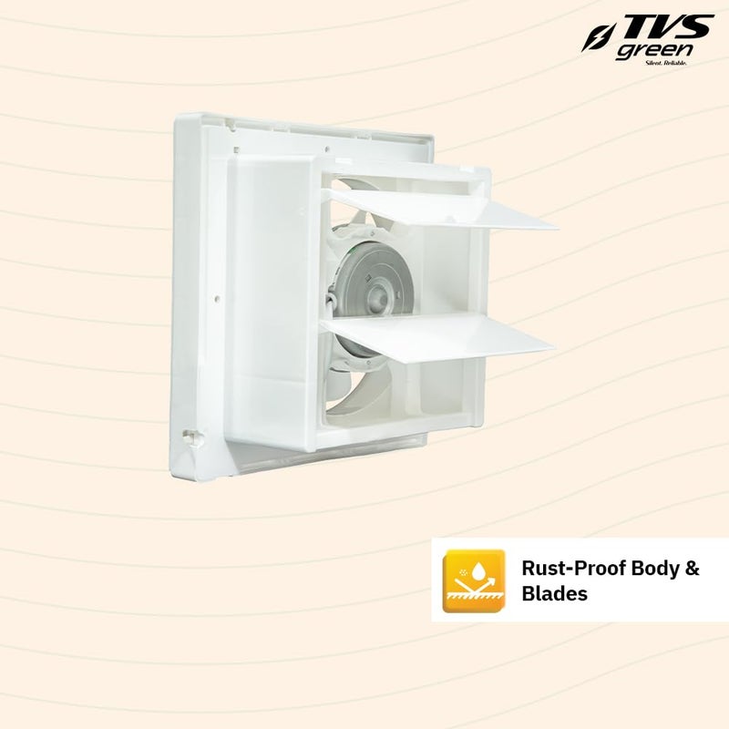 TVS GREEN Ventilation Fan 150mm Ventico 6 High Suction with Low Noise Rust Proof Blades Easy to Clean with Self Opening Louvers Ideal for Kitchen and Bathroom 3 year Warranty White - Image 2