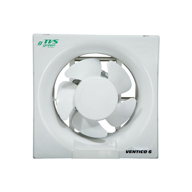 TVS GREEN Ventilation Fan 150mm Ventico 6 High Suction with Low Noise Rust Proof Blades Easy to Clean with Self Opening Louvers Ideal for Kitchen and Bathroom 3 year Warranty White - Image 1