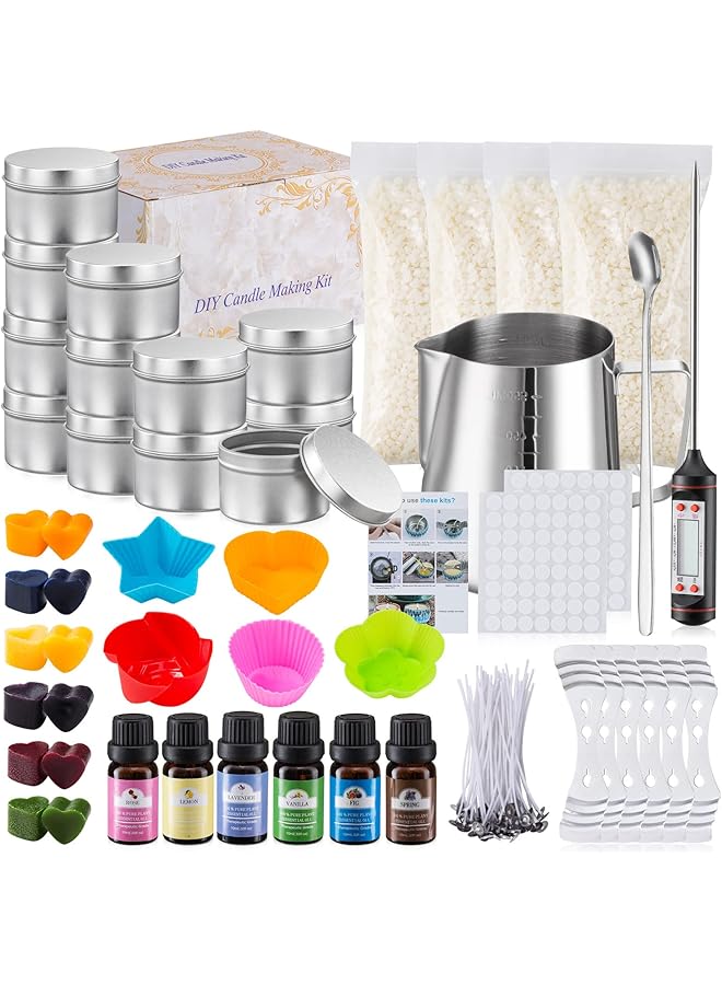 The Bros Scented Candle Making Tool DIY Candle Wax Cup Candle Making Kit Handmade Plant Essential Oil Tin Can Gift Set ，Easy to Make for Beginners Diy Starter Set (2) - Image 1