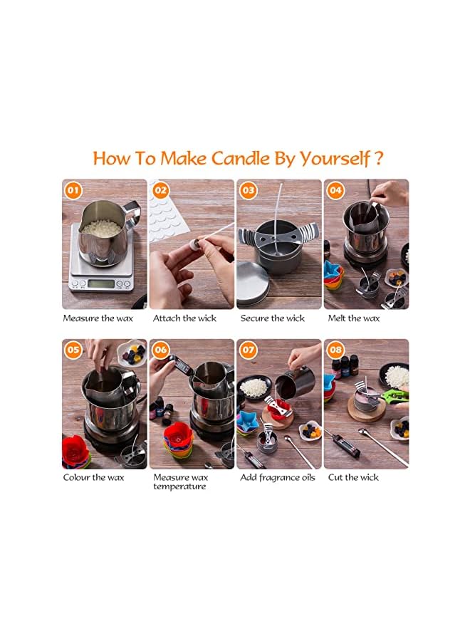 The Bros Scented Candle Making Tool DIY Candle Wax Cup Candle Making Kit Handmade Plant Essential Oil Tin Can Gift Set ，Easy to Make for Beginners Diy Starter Set (2) - Image 5