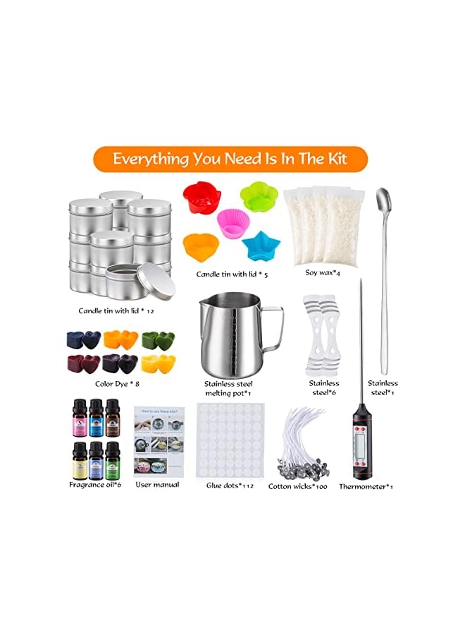 The Bros Scented Candle Making Tool DIY Candle Wax Cup Candle Making Kit Handmade Plant Essential Oil Tin Can Gift Set ，Easy to Make for Beginners Diy Starter Set (2) - Image 4