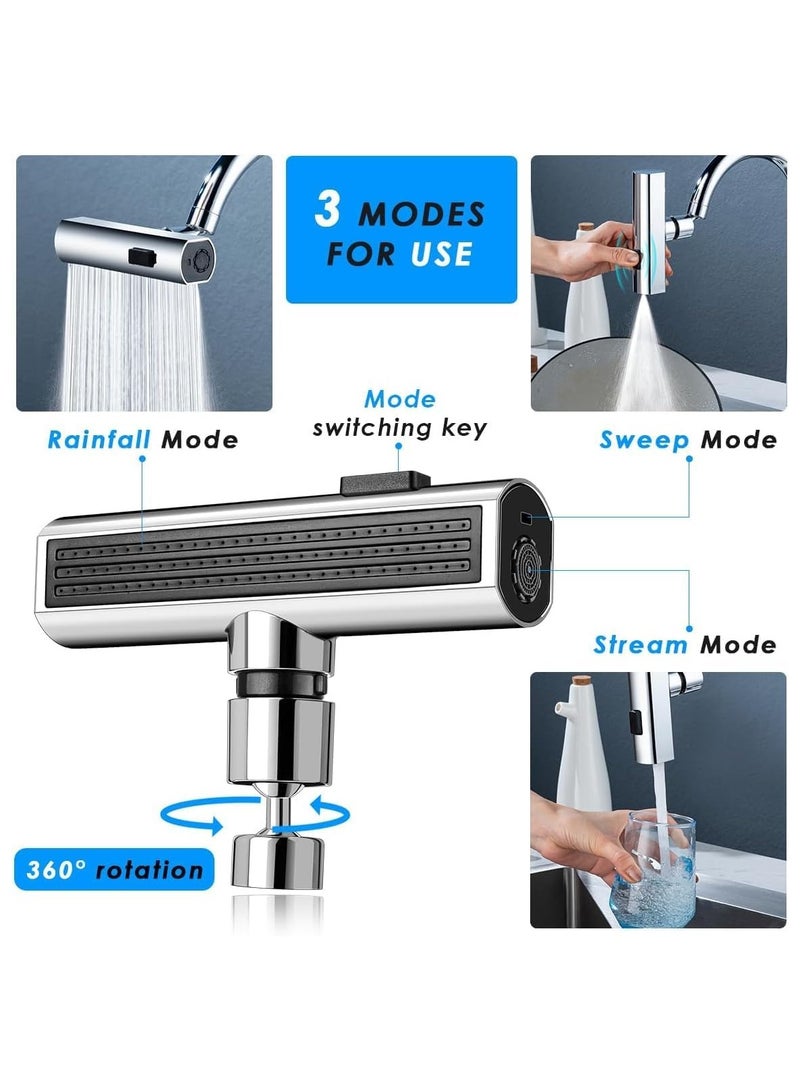 صنبور مطبخ شلال متعدد الوظائف 3 في 1 - محول بخاخ صنبور حوض دوار بـ 360 درجة مضاد للرذاذ، بخاخ قابل للسحب، موسع صنبور عالمي لاحواض المطبخ والحمام - Image 4