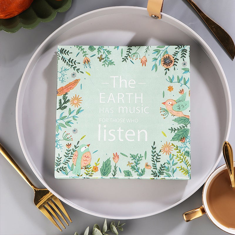 Supply Spot New Leaves Color Printing Napkin Paper Towel Western Restaurant Bakery For Facial Tissue - Image 1