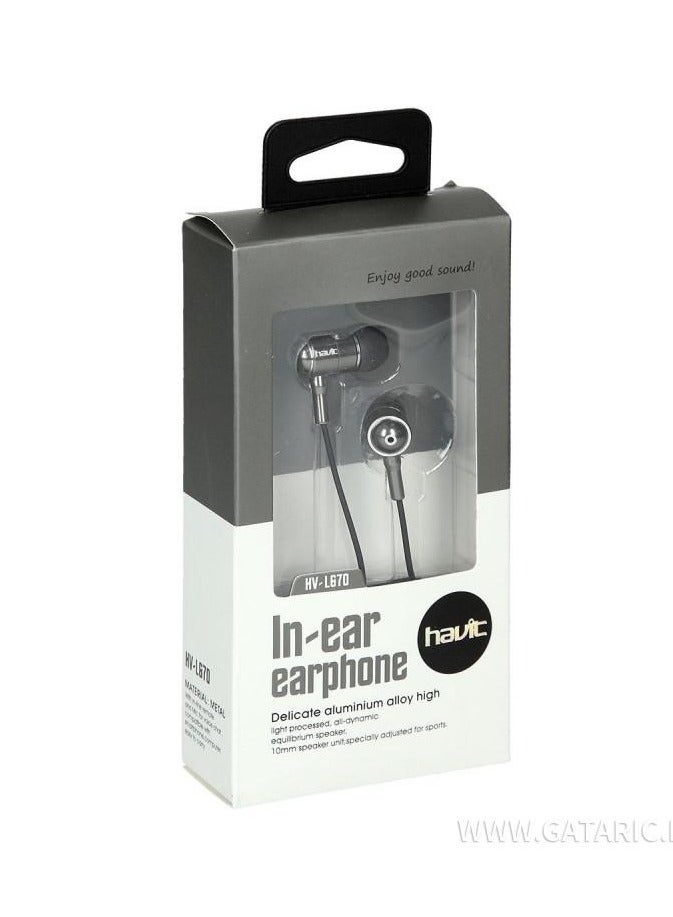 هافيت سماعات اذن قرصية مع ميكروفون HV-L670 من هافيت، سلكي، داخل الأذن، رمادي - Image 3