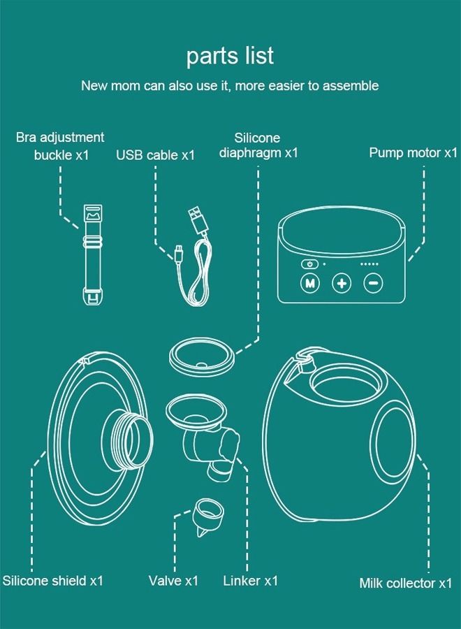 مضخة حليب كهربائية خفيفة الوزن وقابلة للارتداء ومريحة وصامتة ومضادة للتسرب وقوية - Image 5
