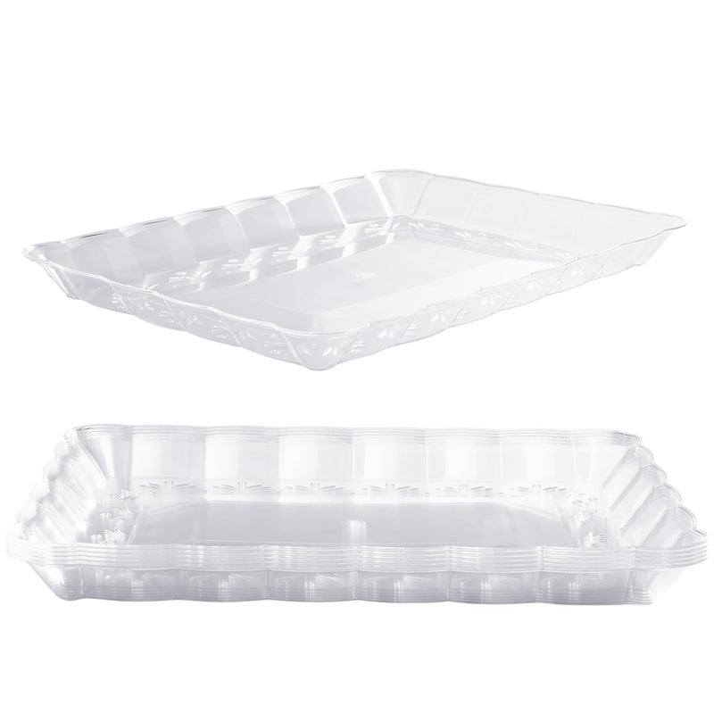 MATANA 6 Pack 13x9 Clear Plastic Serving Trays and Platters Rectangle Large for Party Reusable  Disposable for Food Desserts Cookie Appetizers