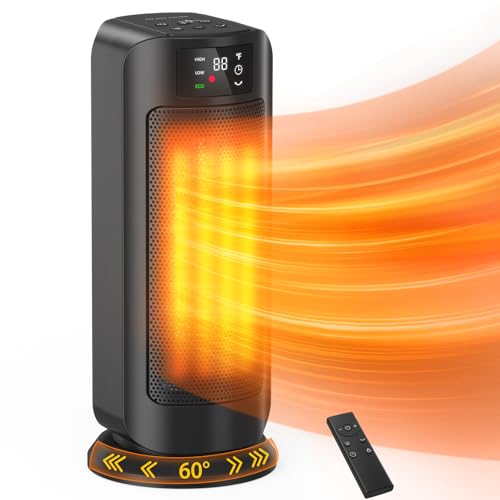 Oprunsy Space Heater, 1500W Space Heaters Efficient Heating with LED Display, 1-24H Timer, ECO, Multiple Protection, 60° Oscillating Portable Heater Quiet Heating for Garage Home Office Indoor Use - Image 1