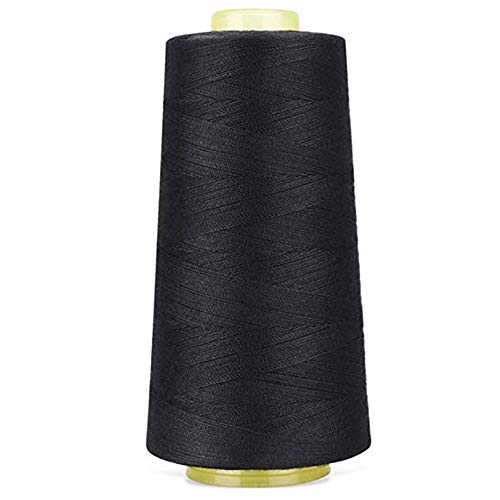 LNKA 4 Pack of 3000 Yard Spools Black Sewing Thread All Purpose 100% Spun Polyester Overlock Cone (Upholstery, Canvas, Drapery, Beading, Quilting) - Image 3