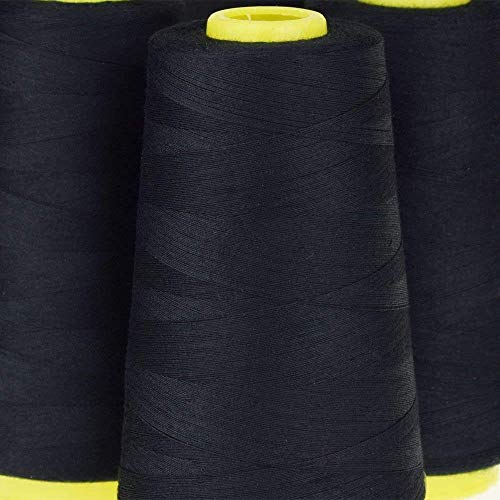 LNKA 4 Pack of 3000 Yard Spools Black Sewing Thread All Purpose 100% Spun Polyester Overlock Cone (Upholstery, Canvas, Drapery, Beading, Quilting) - Image 5