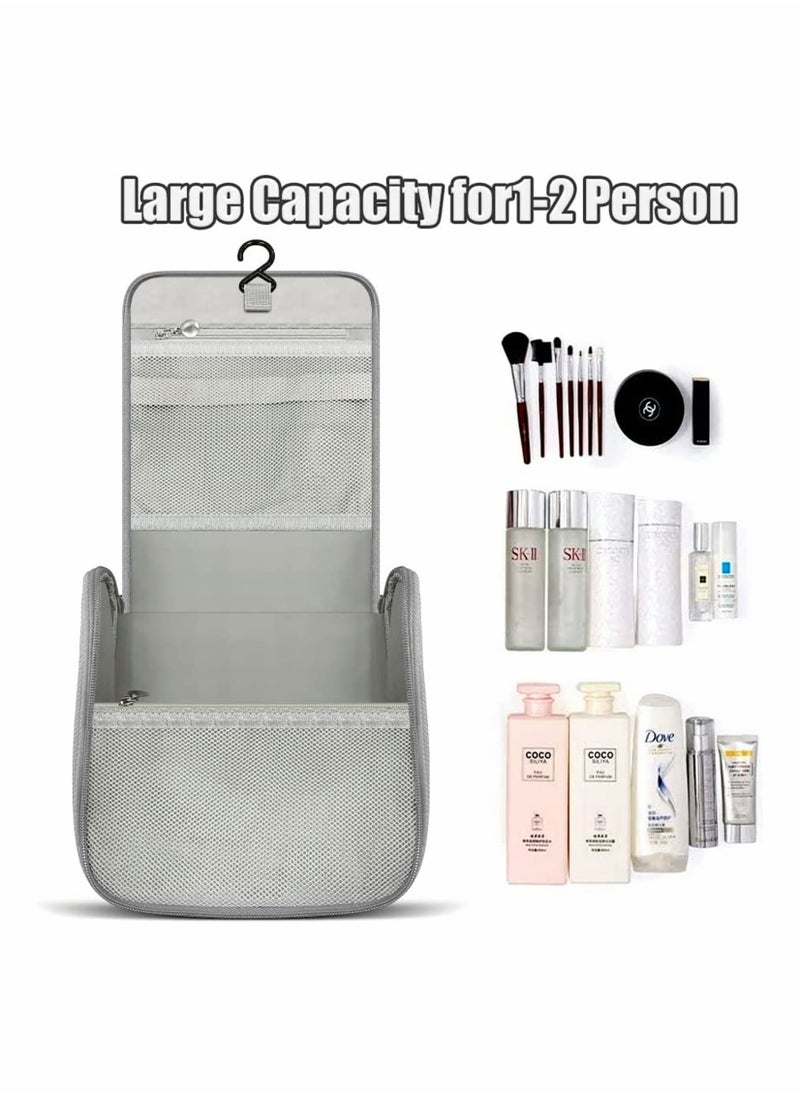 Excefore - Hanging Toiletry Bag Waterproof Wash Bag Makeup Cosmetic Organizer for Women Girls, Portable Large Capacity Make Up Bag for Travel, Business, Vacation, Household (Grey) - Image 1