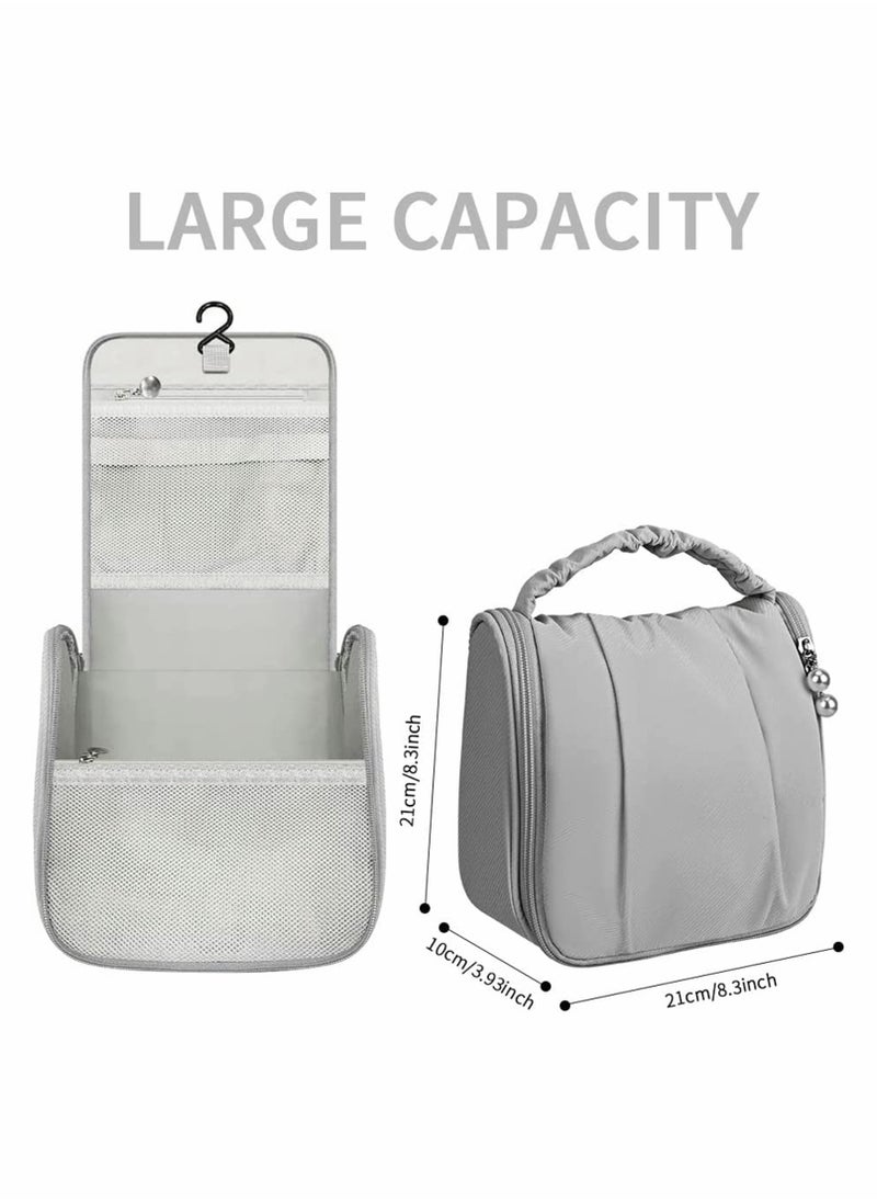 Excefore - Hanging Toiletry Bag Waterproof Wash Bag Makeup Cosmetic Organizer for Women Girls, Portable Large Capacity Make Up Bag for Travel, Business, Vacation, Household (Grey) - Image 1