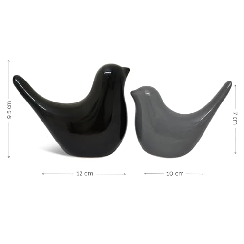 SRJANA Creative Black and Grey Glossy Ceramic Birds Figurines Home Decorations Accessories Party (Pack of 2, Black and Grey) - Image 4